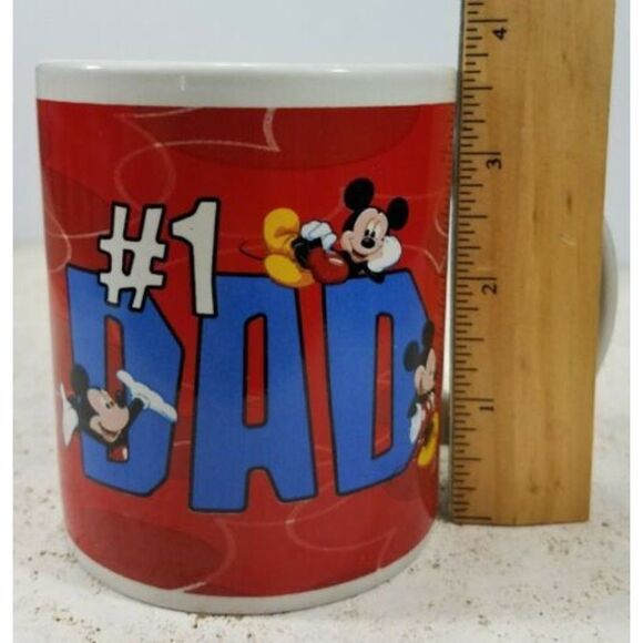 Disney Mickey Mouse Coffee Mug "#1 DAD" Giftco, Inc Hot Tea Good Used Condition. - Picture 9 of 10